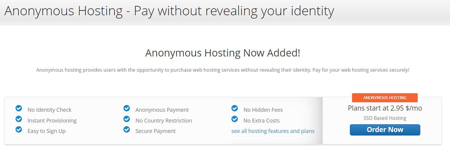 Anonymous web hosting